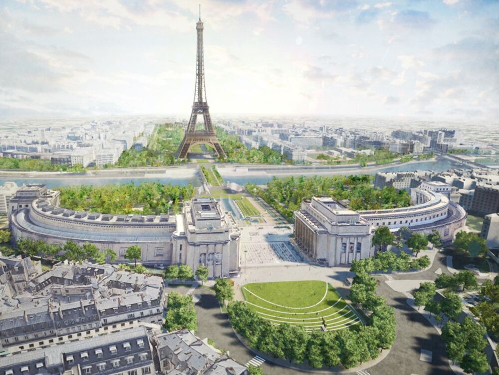 New Eiffel Tower Park Plan More Trees Fewer Cars Bloomberg