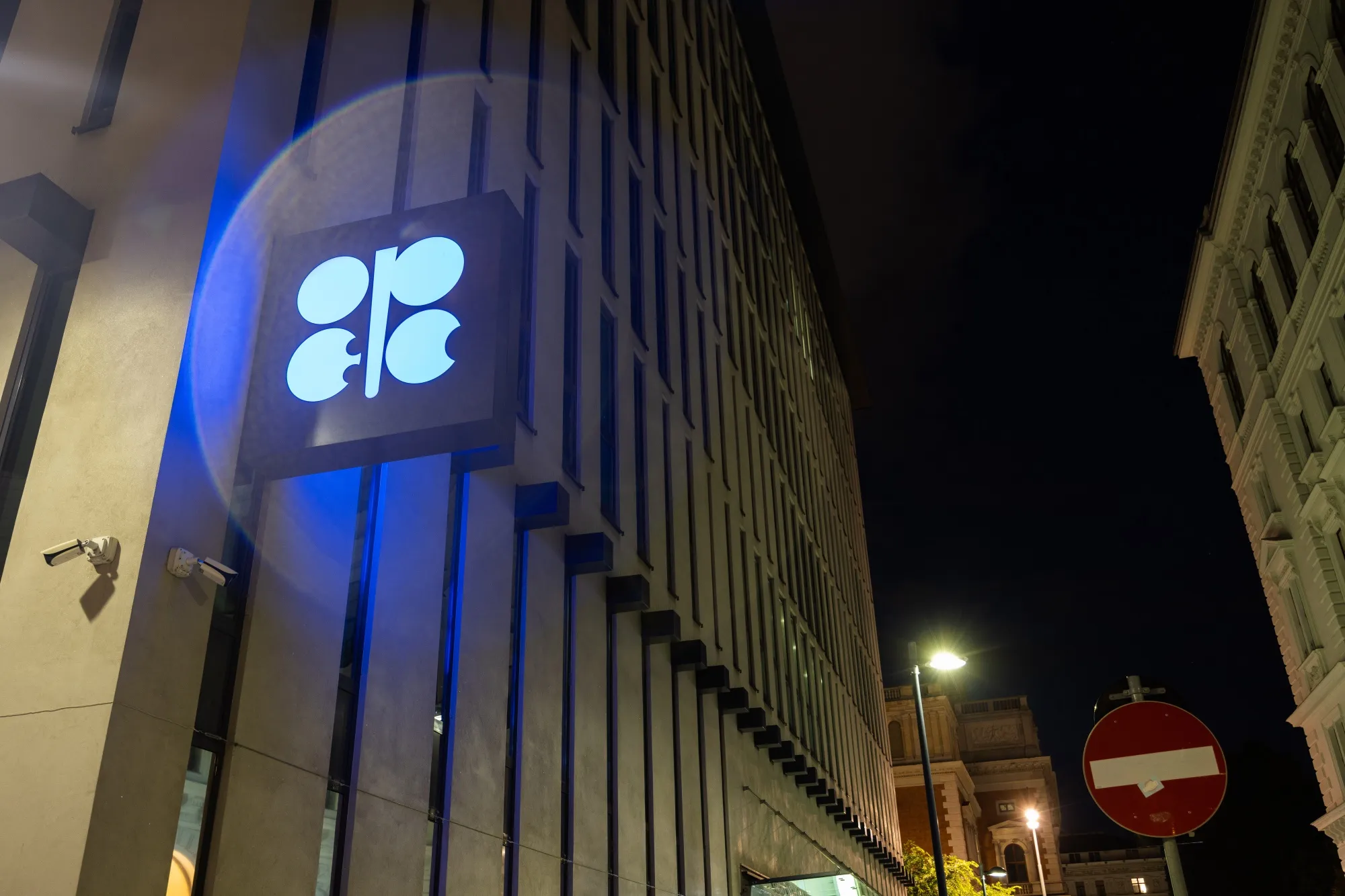 A logo outside the headquarters of the Organization of the Petroleum Exporting Countries (OPEC) in Vienna.