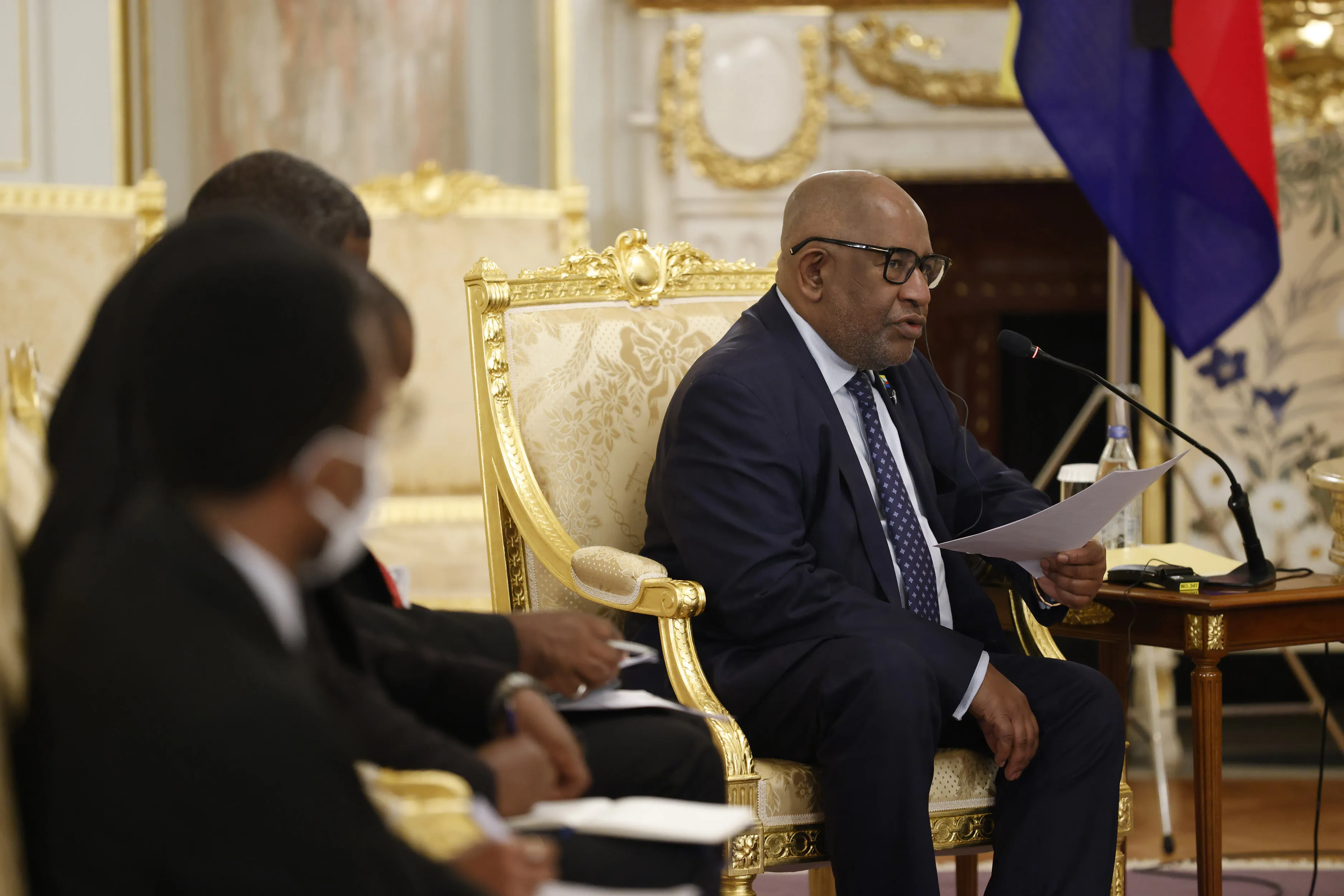 Azali Assoumani speaks in Tokyo, in Sept. 2022.