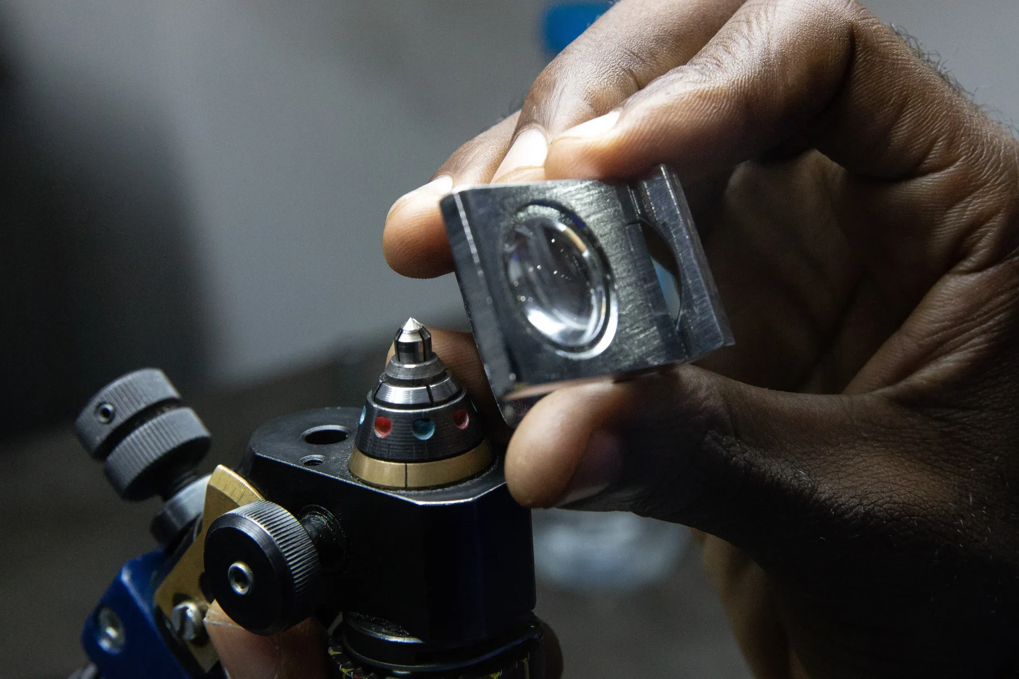 A factory worker cuts a diamond&nbsp;in Luanda, Angola.&nbsp;