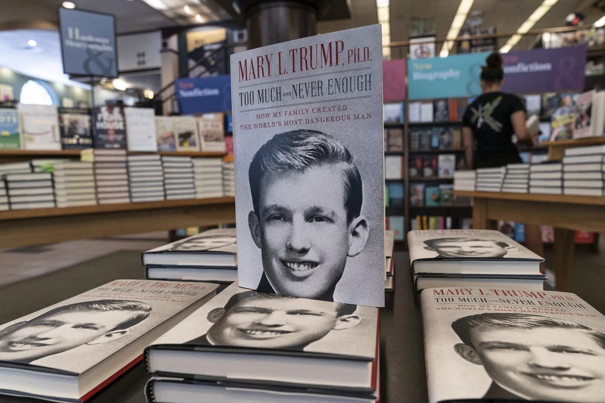 Mary Trump’s book on display at a bookstore store in Manhattan