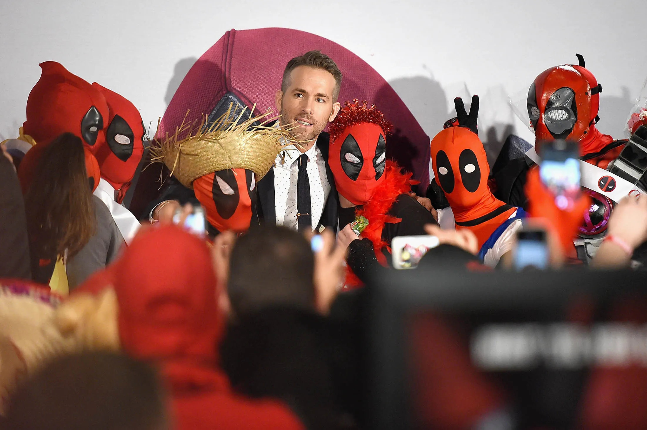 Actor Ryan Reynolds attends the 'Deadpool' fan event at AMC Empire Theatre in New York City.
