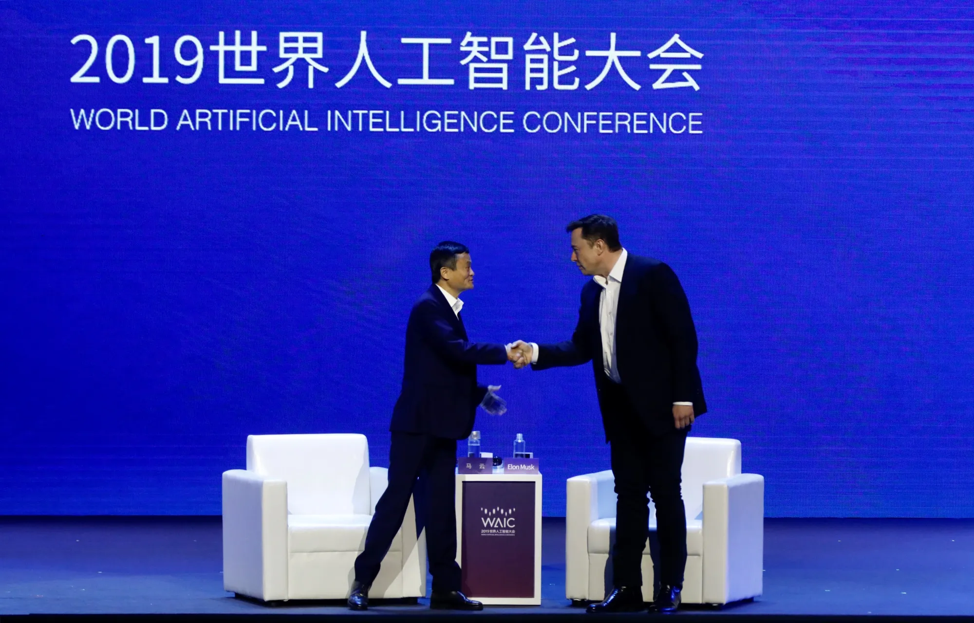 Jack Ma with Elon Musk on Aug. 29.