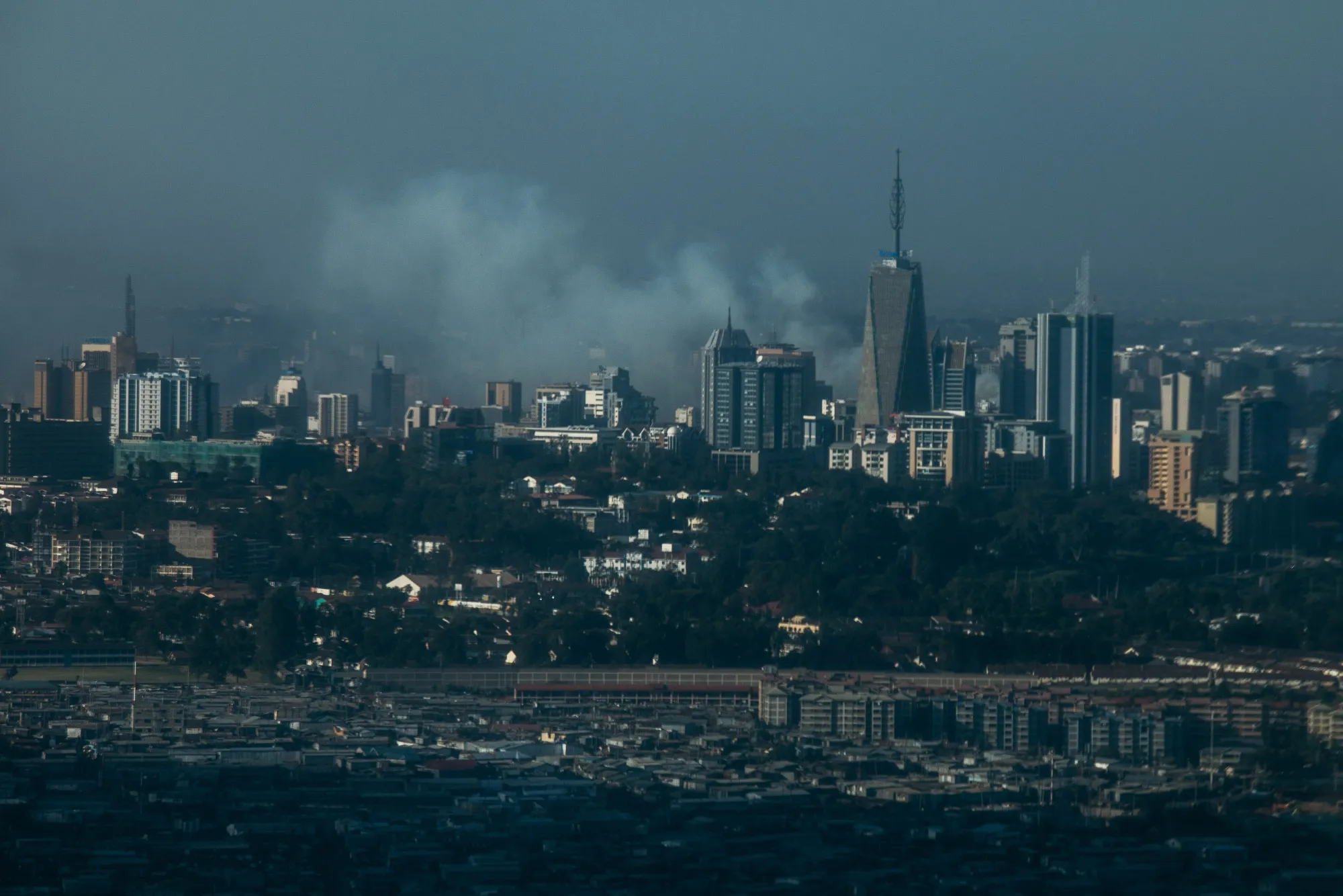Smoke in the Nairobi central business district after police dispersed protesters on Tuesday, June 25, 2024.