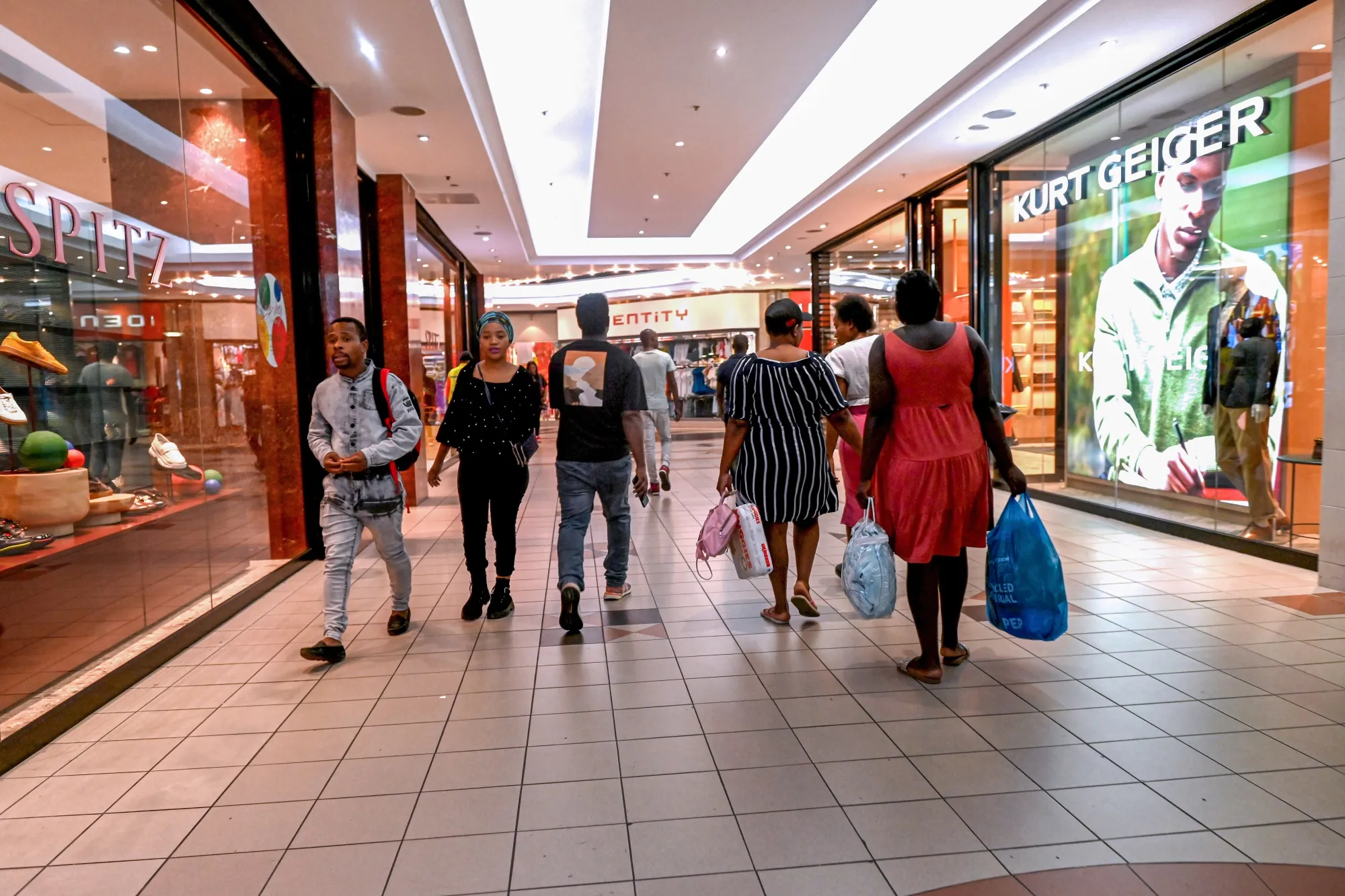 Shoppers inside a mall in central Johannesburg.