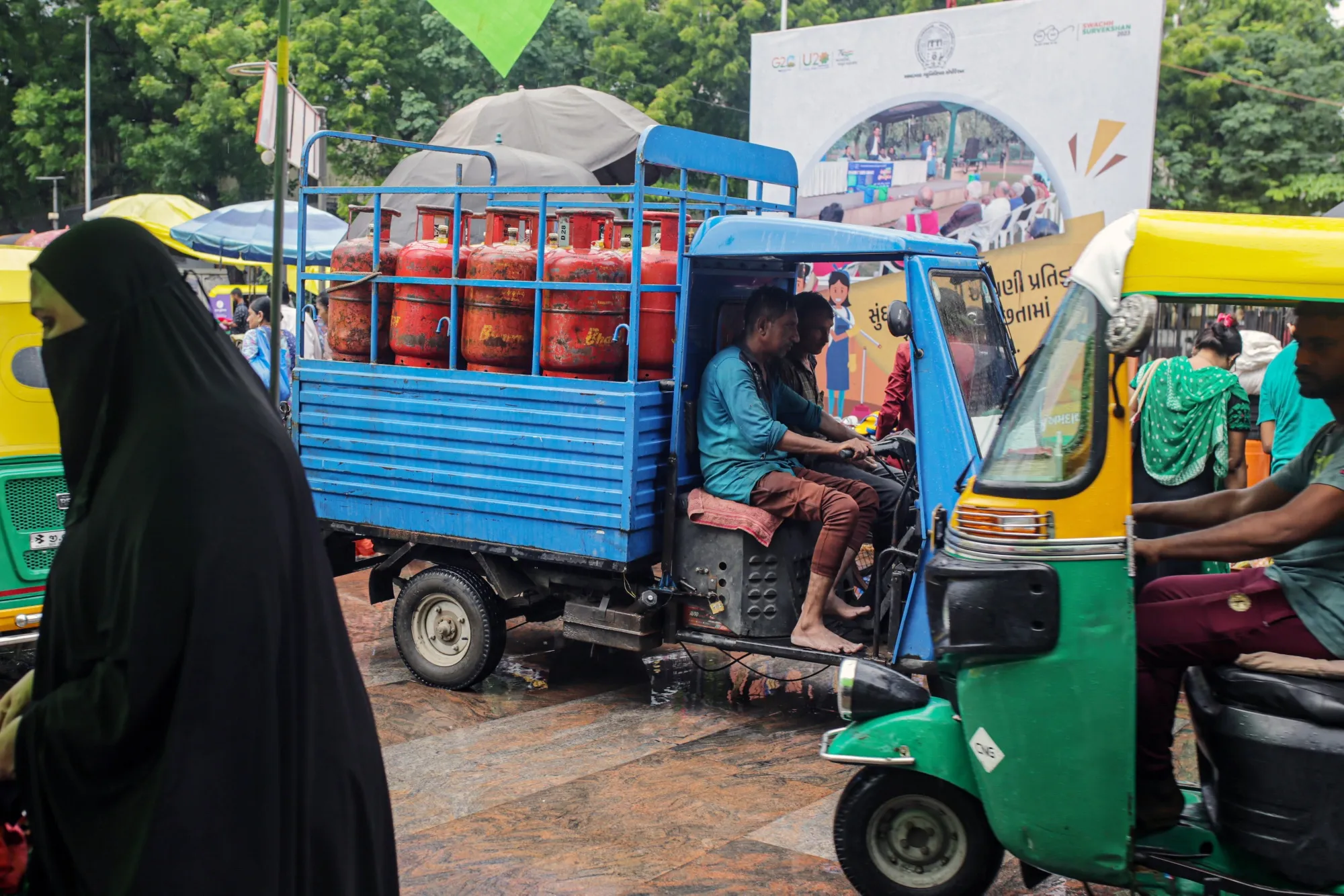 Liquefied petroleum gas cylinders in Ahmedabad.