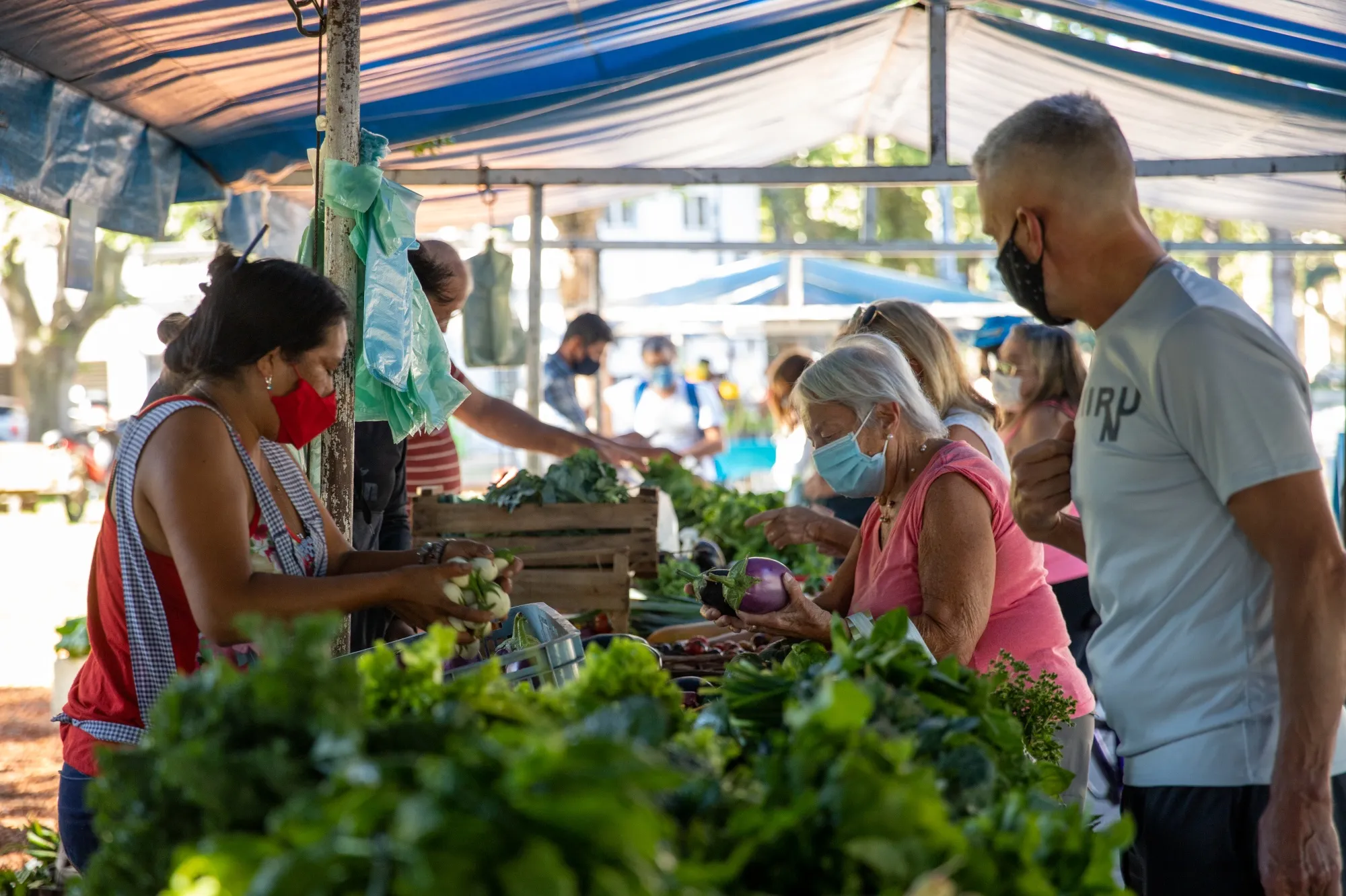 Farmers sell their products on a municipal market in Rosario.