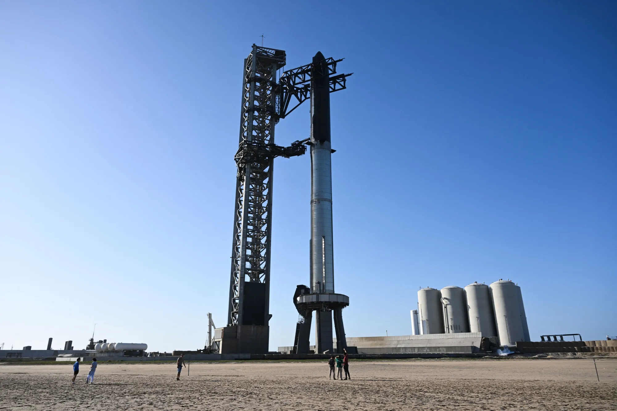 The SpaceX Starship ahead of a flight test from Starbase in Boca Chica, Texas, in April 2023.&nbsp;