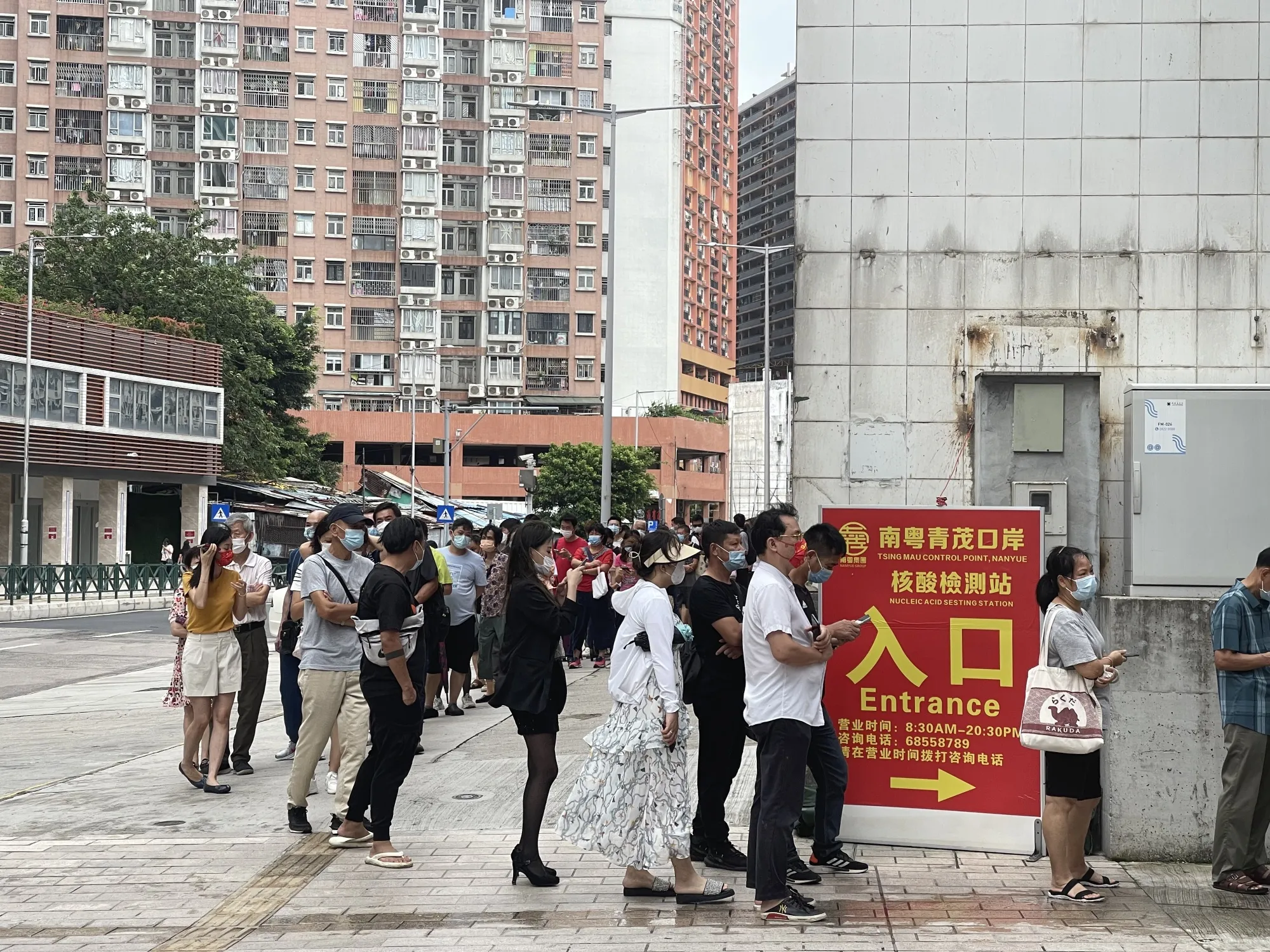 Residents line up to be tested for Covid-19 in Macau, on June 19.