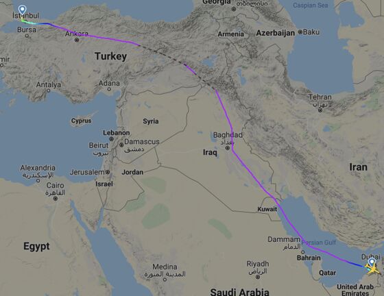 The Dubai-Istanbul Route, Once Rammed With Flights, Stays Silent
