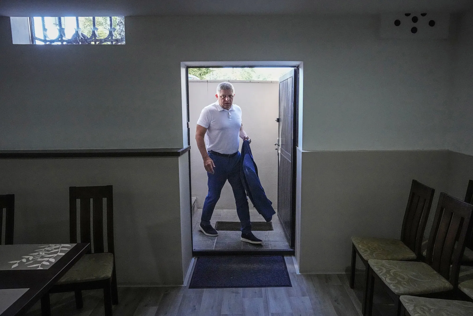Fico arrives for an election rally in Michalovce, Slovakia, on Sept. 6.