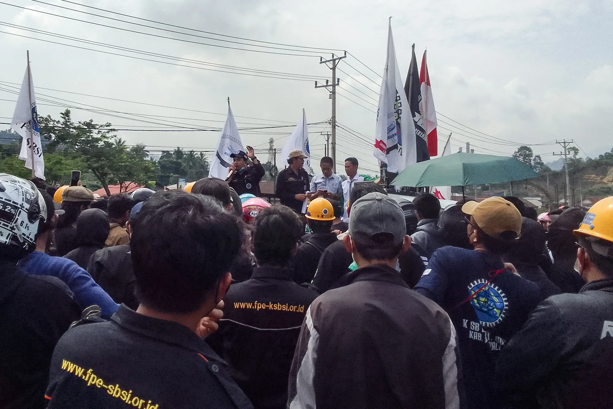 Workers protest at Indonesia Morowali Industrial Park in Bungku, South Sulawesi, Indonesia, on Dec. 27.