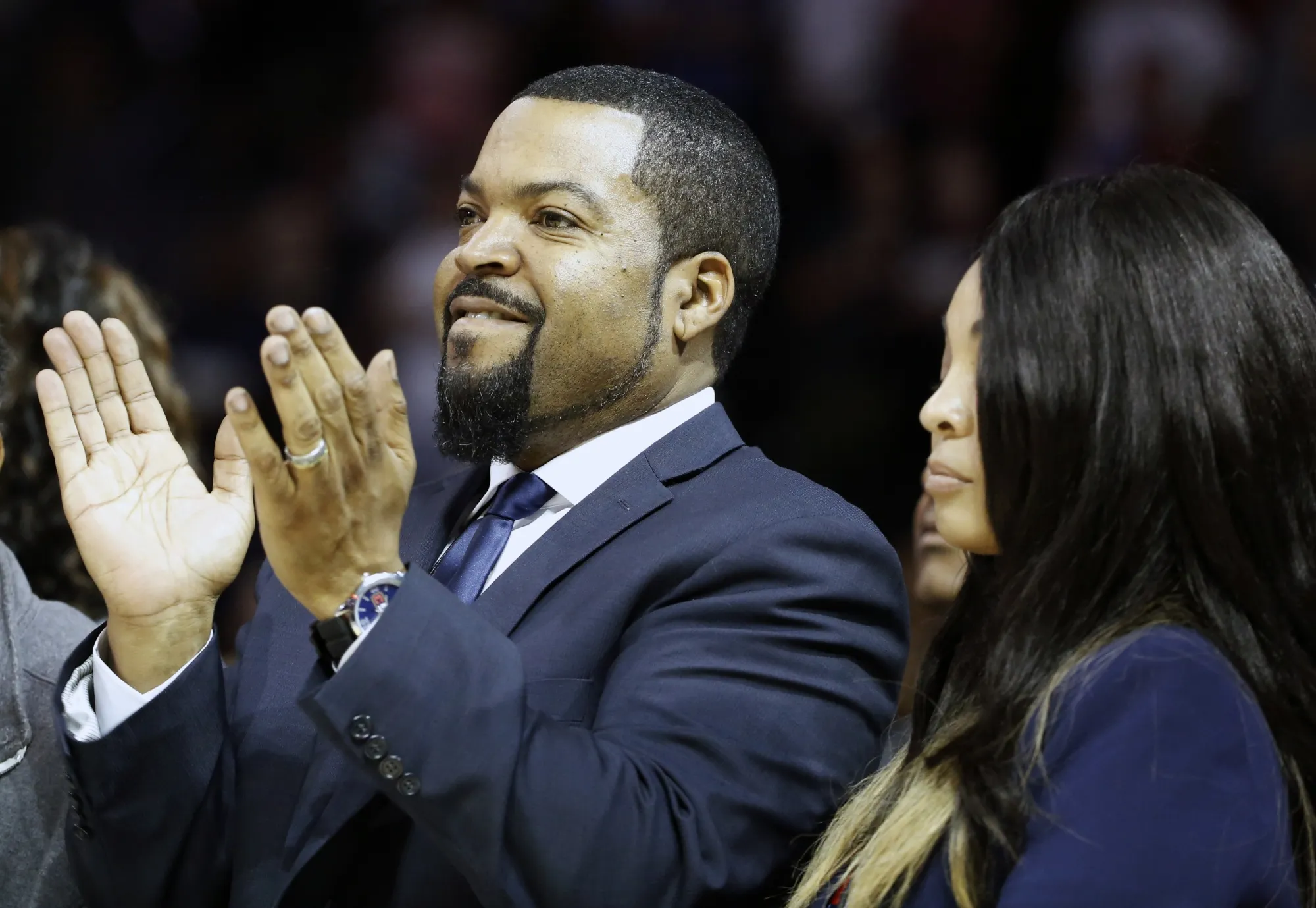Ice Cube during&nbsp;Game 2 of&nbsp;the league's debut at the Barclays Center in New York on June 25, 2017.