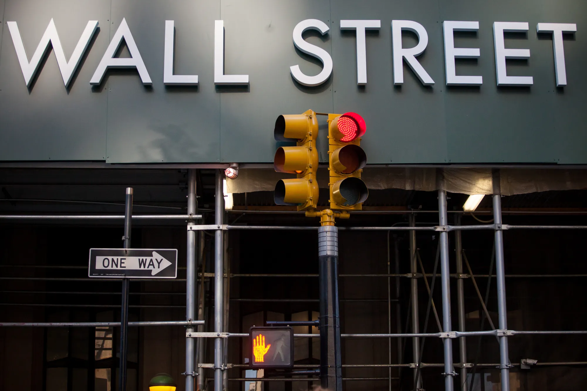 Wall Street near the New York Stock Exchange.