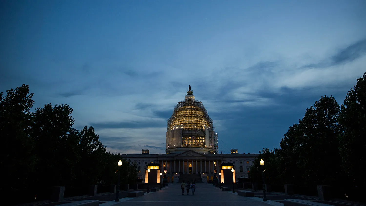 The U.S. Capitol is illuminated at dusk, May 31, 2015 in Washington, DC.
