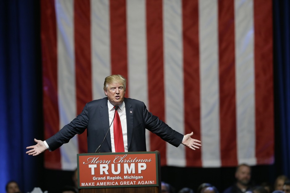 Republican presidential candidate Donald Trump at a rally in Michigan. 
