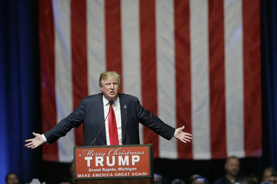 Republican presidential candidate Donald Trump at a rally in Michigan. 