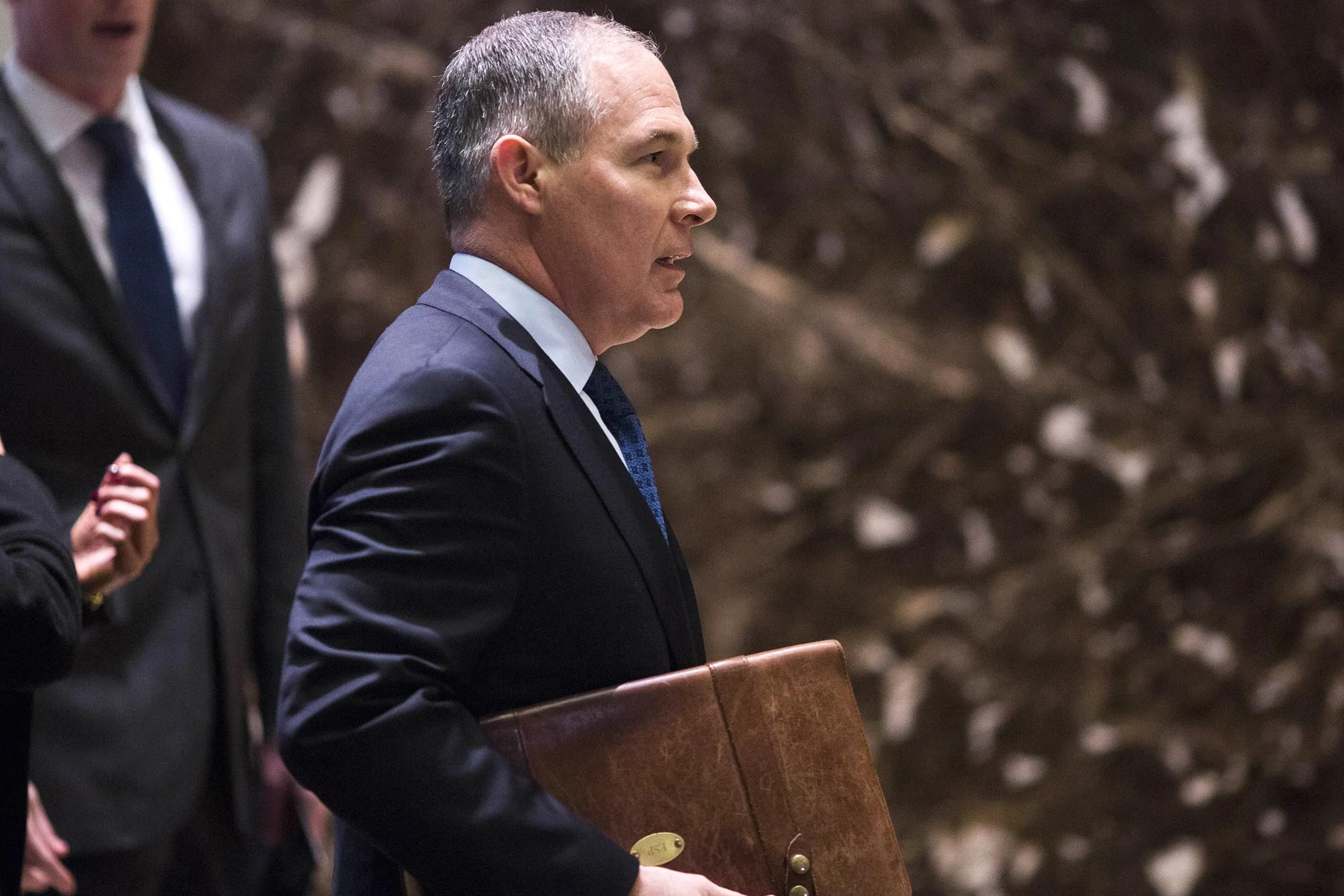 Scott Pruitt, attorney general of Oklahoma, arrives at Trump Tower in New York on Dec. 7, 2016.
