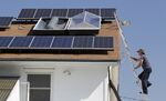 Solar panels on the roof of a home in Weatherford, Texas.
