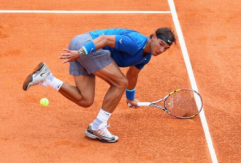 Rafael Nadal in action during the 2014 Monte Carlo Rolex Masters.