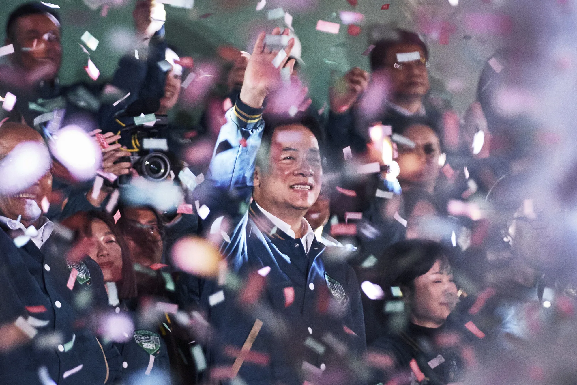 Lai Ching-te, Taiwan's president-elect, at an election night rally outside the Democratic Progressive Party headquarters in Taipei, Taiwan, on Saturday, Jan. 13, 2024.