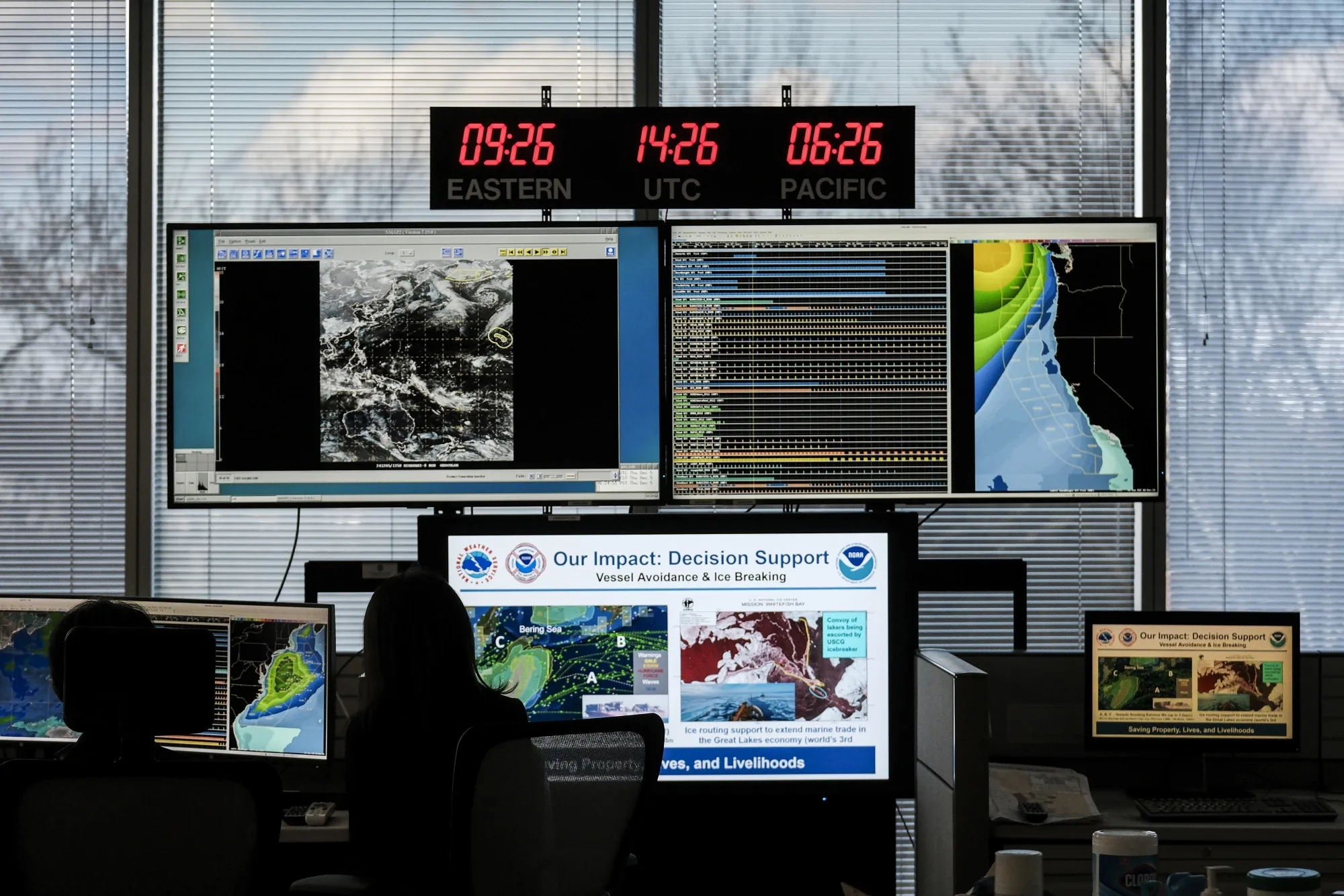 The National Oceanic and Atmospheric Administration Center for Weather and Climate Prediction headquarters in College Park, Maryland.