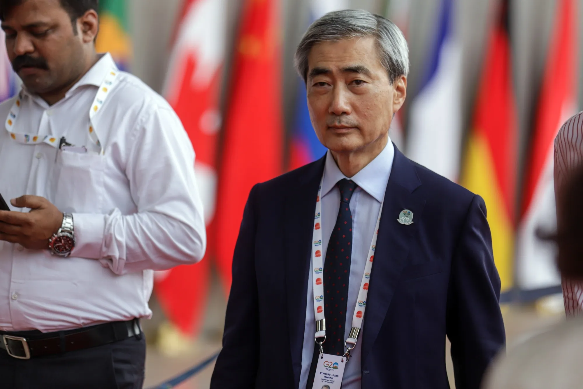 Hyun Song Shin, economic adviser at the Bank of International Settlements, at the Group of 20 (G-20) finance ministers and central bank governors meeting in Gandhinagar, India, on Monday, July 17, 2023.&nbsp;