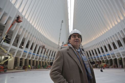 Santiago Calatrava looks over the new World Trade Center PATH train station on Feb. 19.