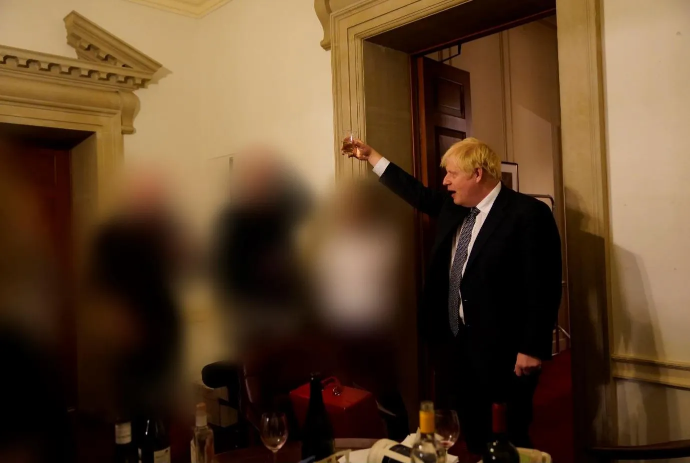 Boris Johnson attends a gathering at Number 10 on Nov. 13, 2020.