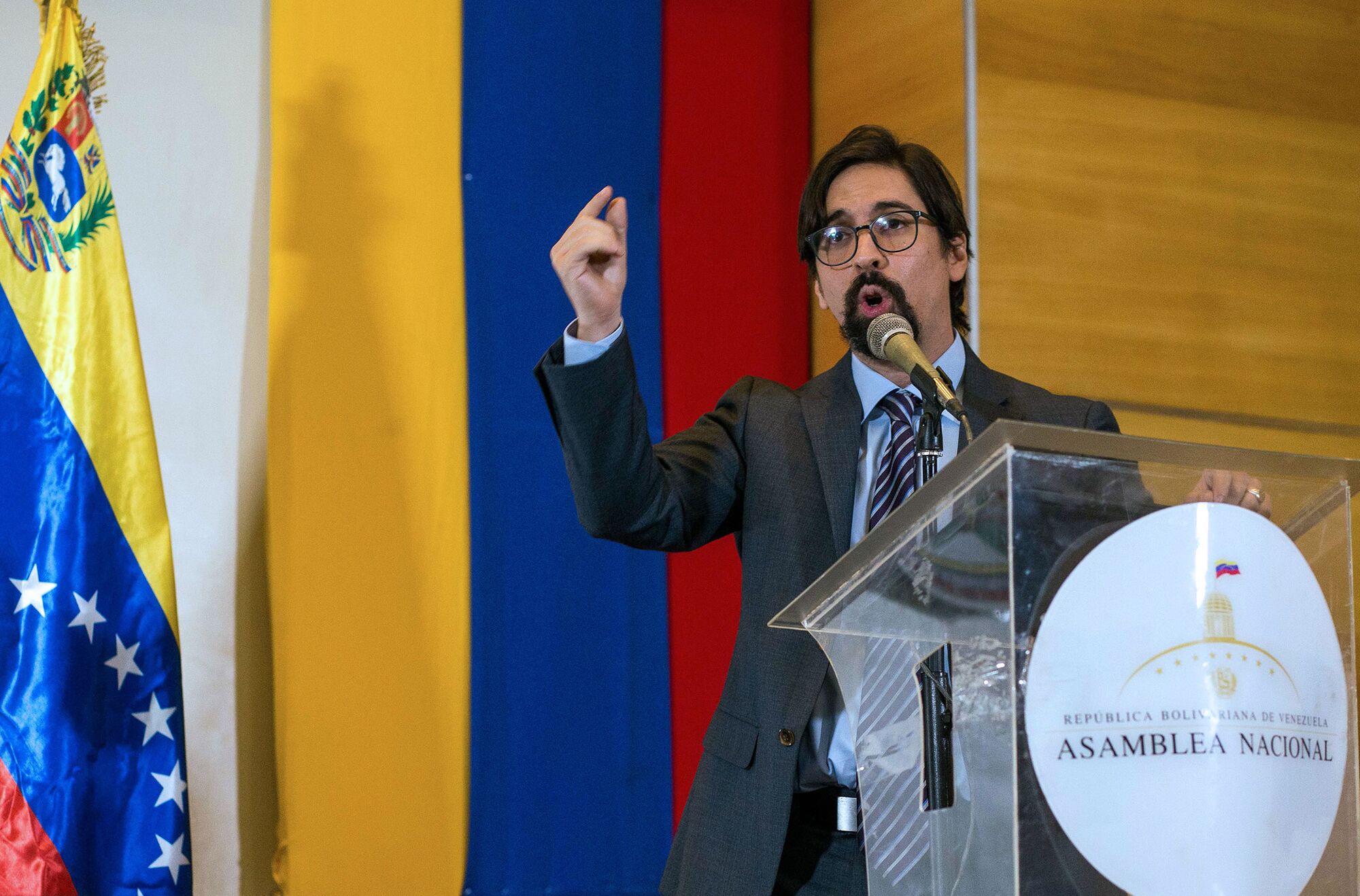 Freddy Guevara speaks during a National Assembly session in Caracas, on Nov. 19, 2020.