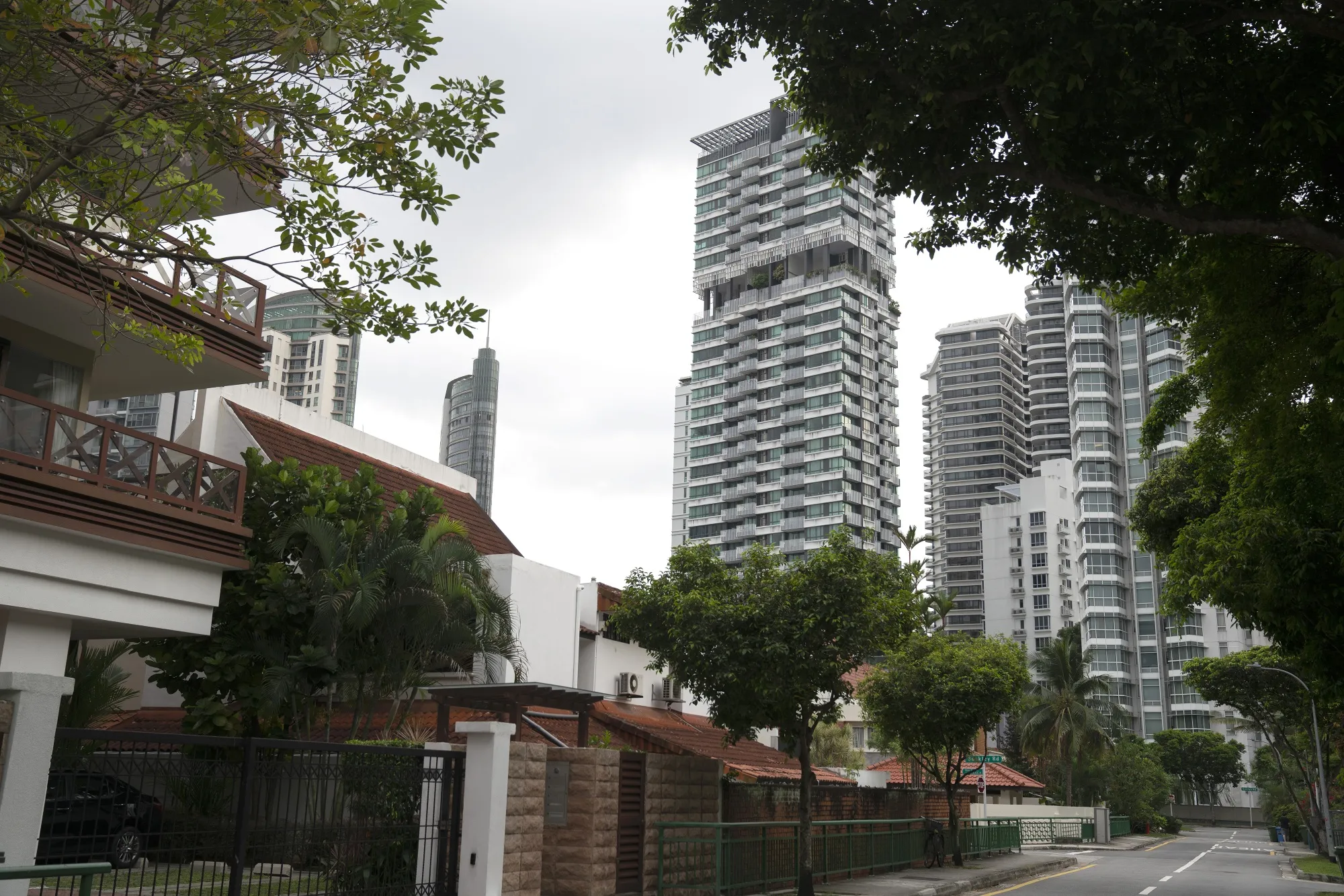 Houses and residential buildings stand in the Newton area of Singapore.