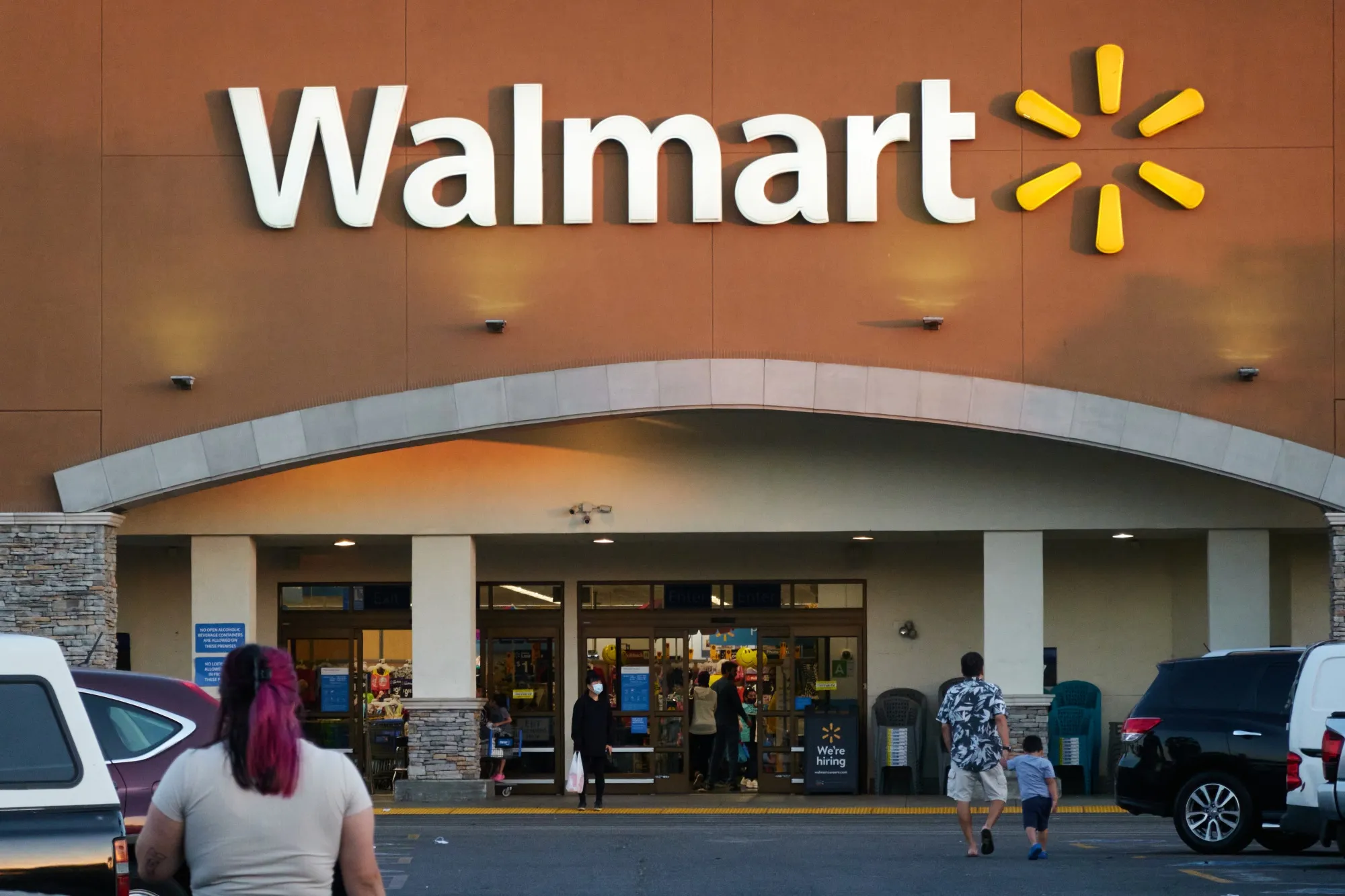 Customers outside at a Walmart store in Torrance, California.
