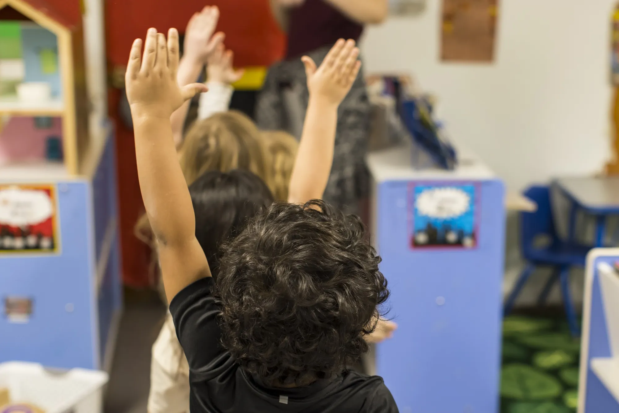 Children at an education and childcare center in Des Moines, Iowa, U.S.