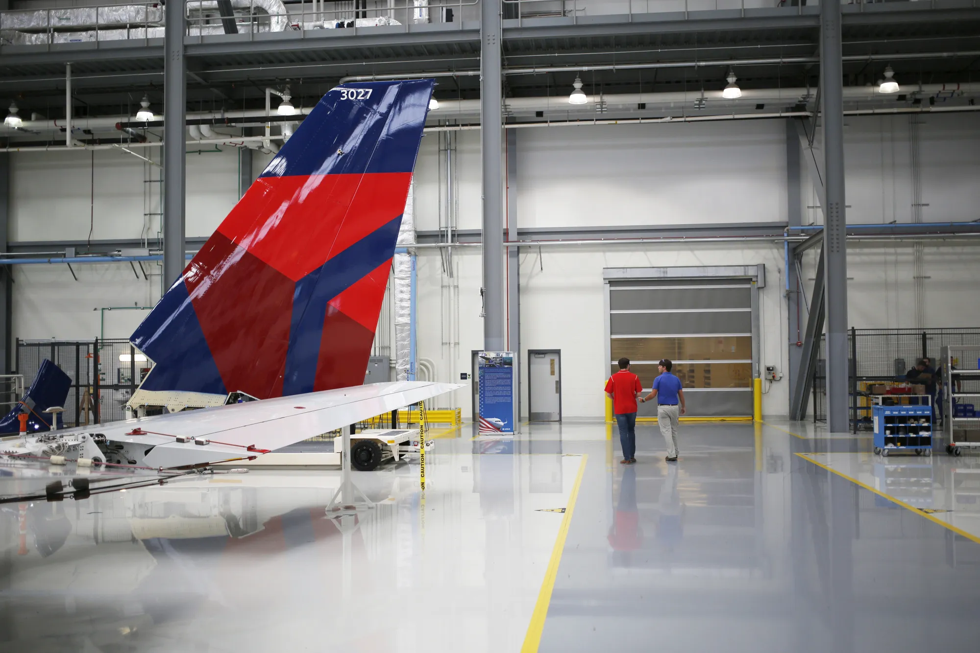 A&nbsp;Delta Air Lines aircraft&nbsp;on the production floor at the Airbus Final Assembly Line facility in Mobile, Alabama.