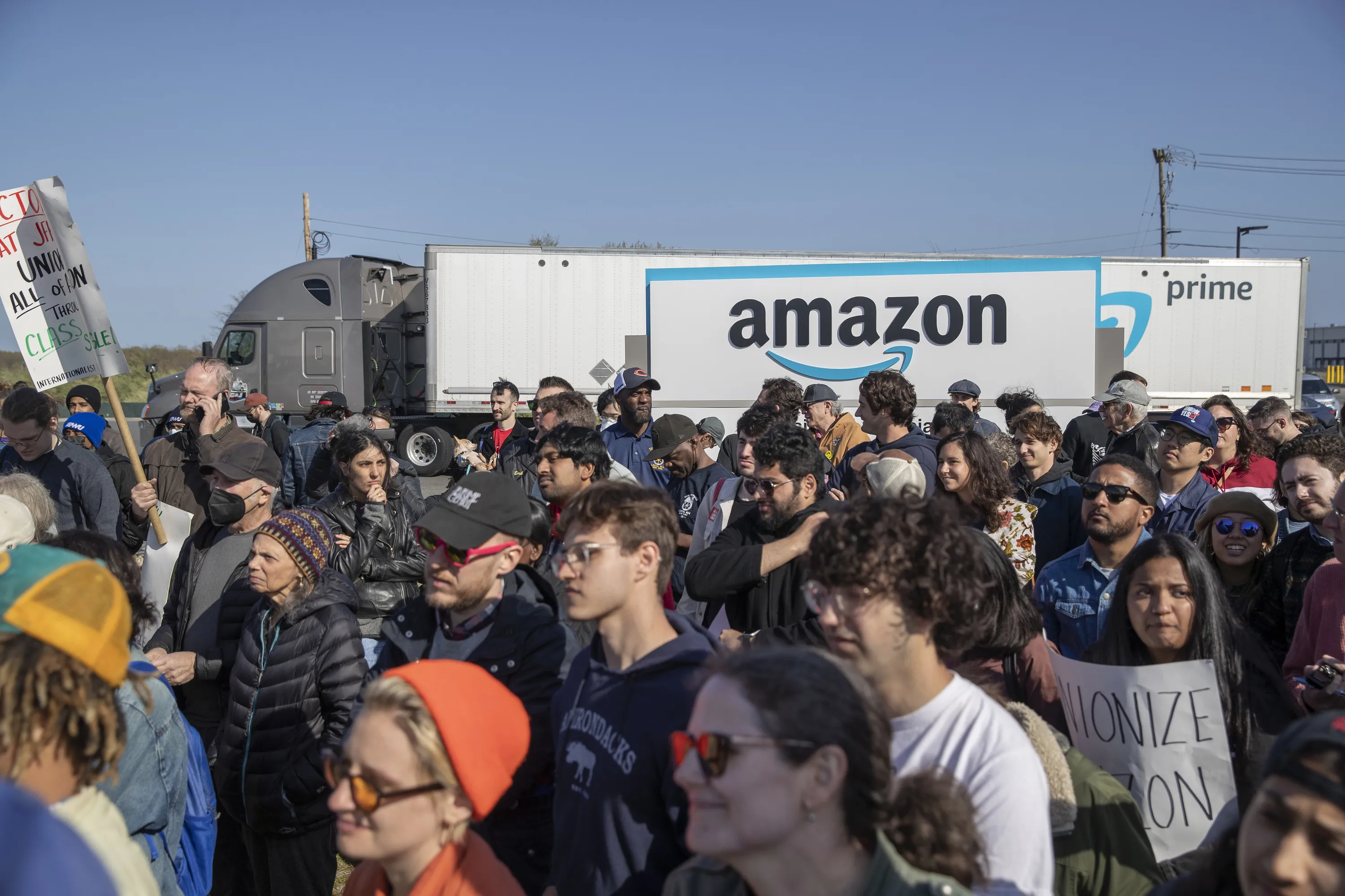 An Amazon Labor Union rally in Staten Island.