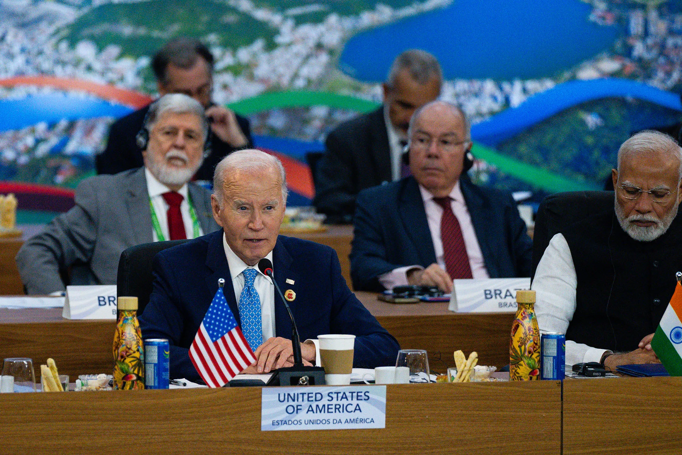 Joe Biden speaks during the launch of the Task Force for a Global Alliance Against Hunger and Poverty, on the sidelines of the G-20 Summit in Rio de Janeiro, Brazil, on Nov. 18.