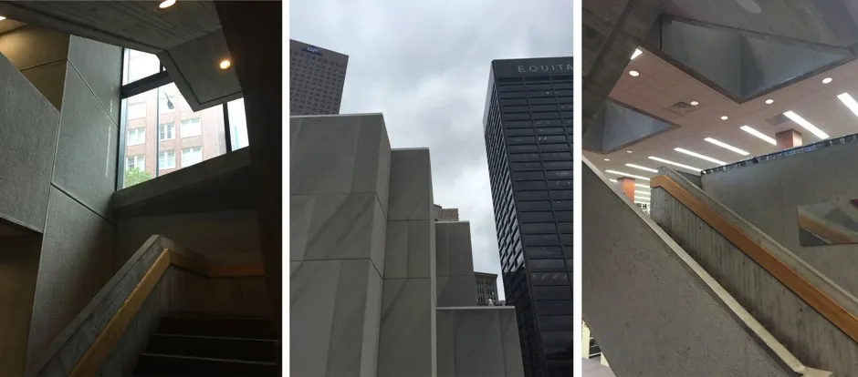 The architect's Atlanta-Fulton Central Library has a commanding presence despite its intensely urban surroundings. It opened in 1980, nearly a full decade after Breuer first unveiled a rendering for it and four years after he retired.