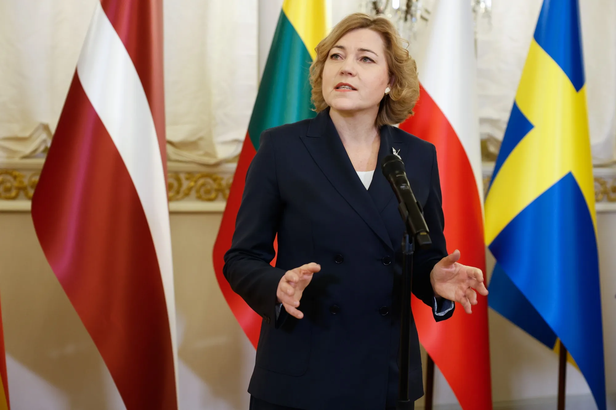 Henna Virkkunen, a top tech policymaker at the European Commission, speaks Tuesday at a NATO summit in&nbsp;Finland.