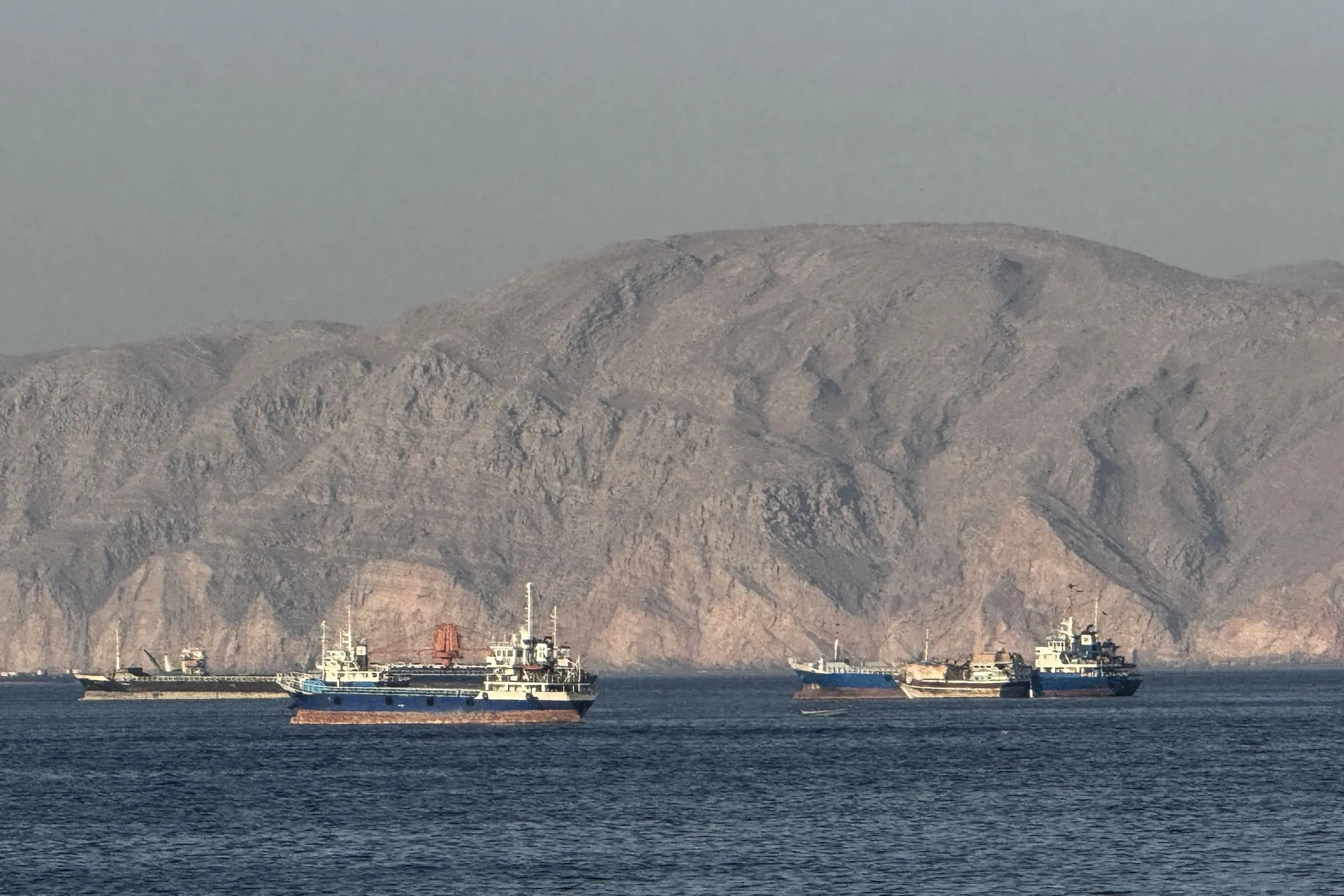 Vessels anchored in the Strait of Hormuz, near Khasab, Oman, on May 17.