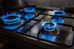 Flames on a gas stove