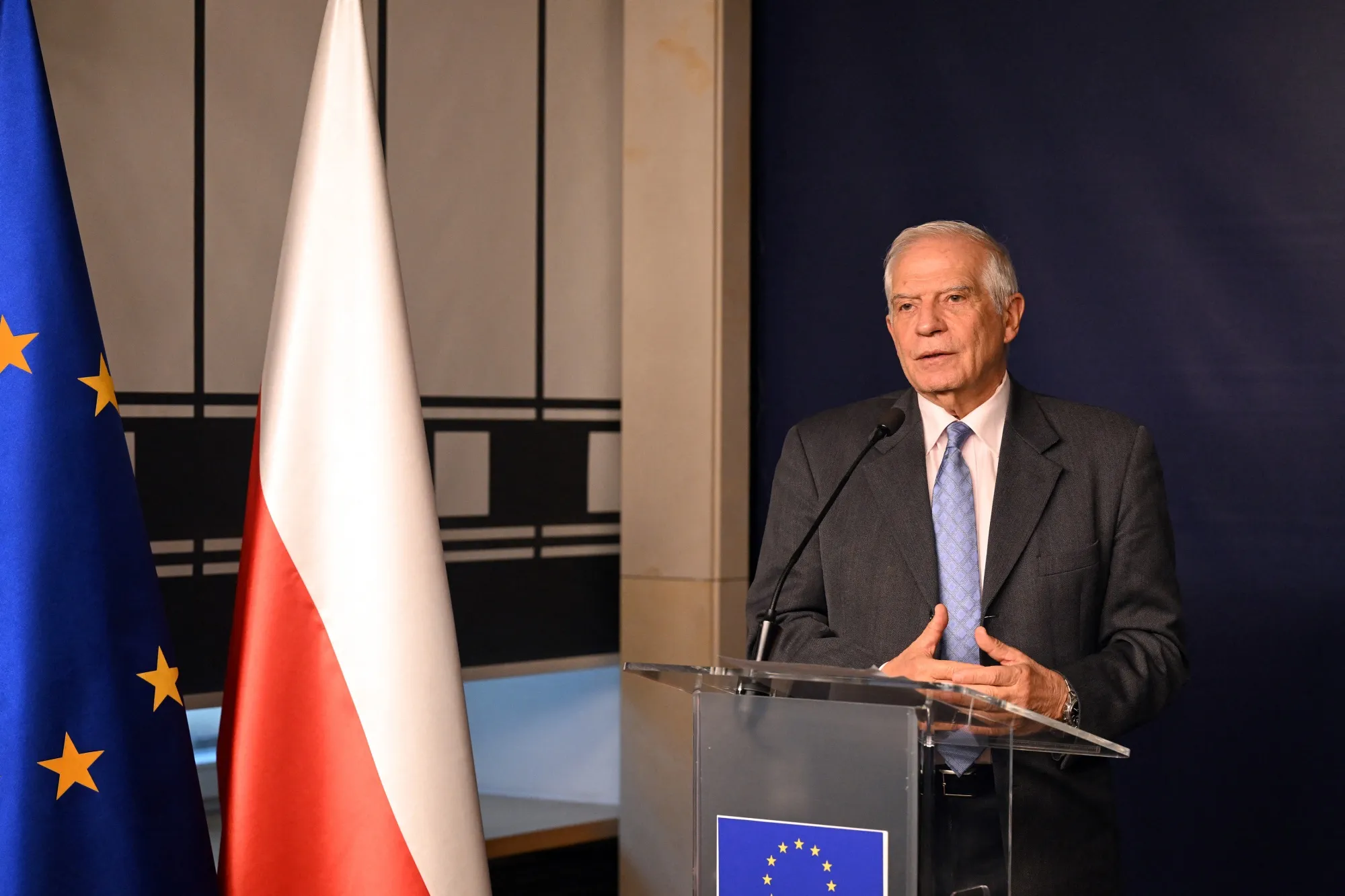 Josep Borrell&nbsp;in Warsaw on Nov. 12.
