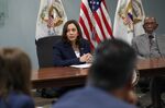 Vice President Kamala Harris during a meeting with faith leaders in Los Angeles, on June 6.