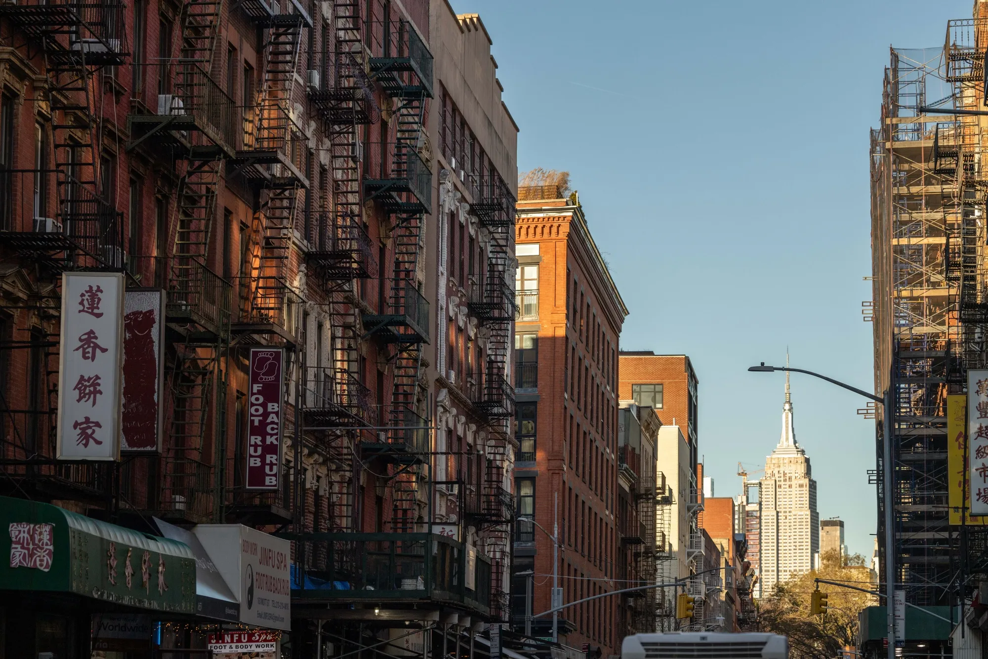 Residential apartment buildings in the Chinatown neighborhood of New York.