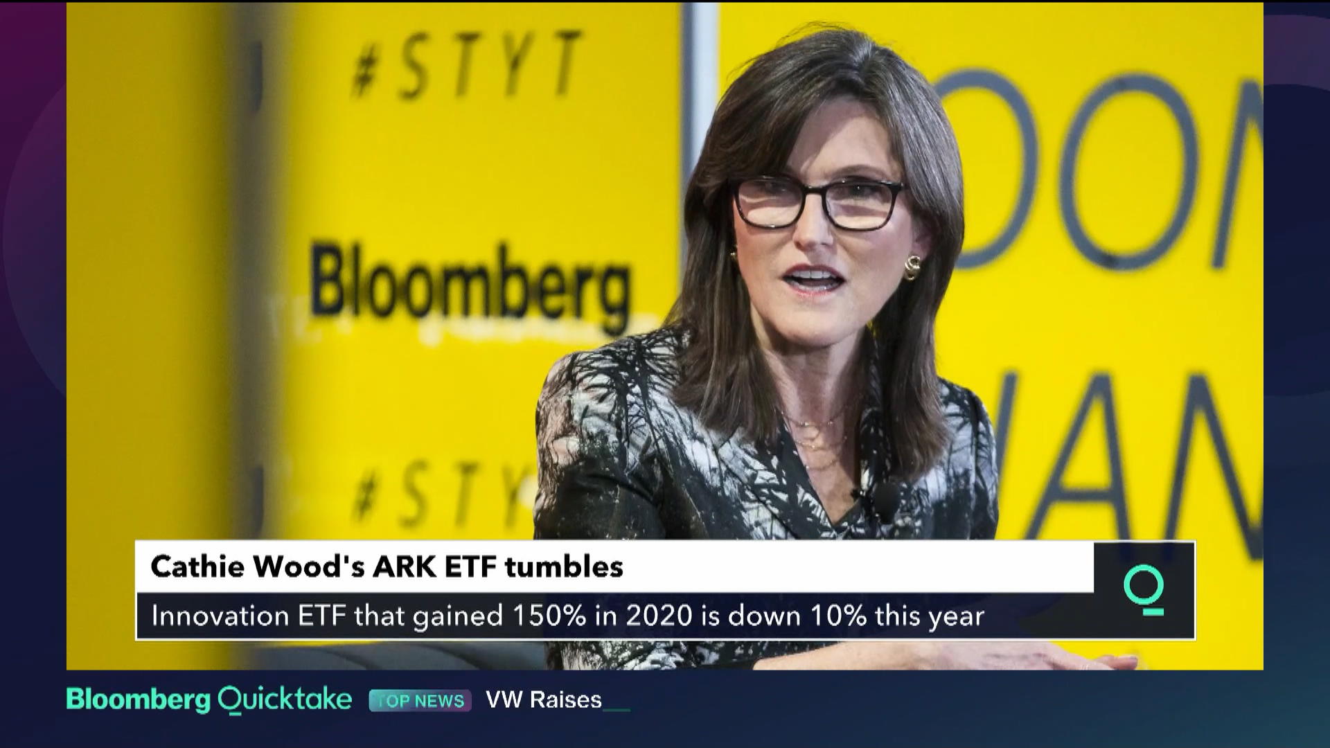 Watch Cathie Wood’s Flagship ETF Battered By Tech Selloff - Bloomberg