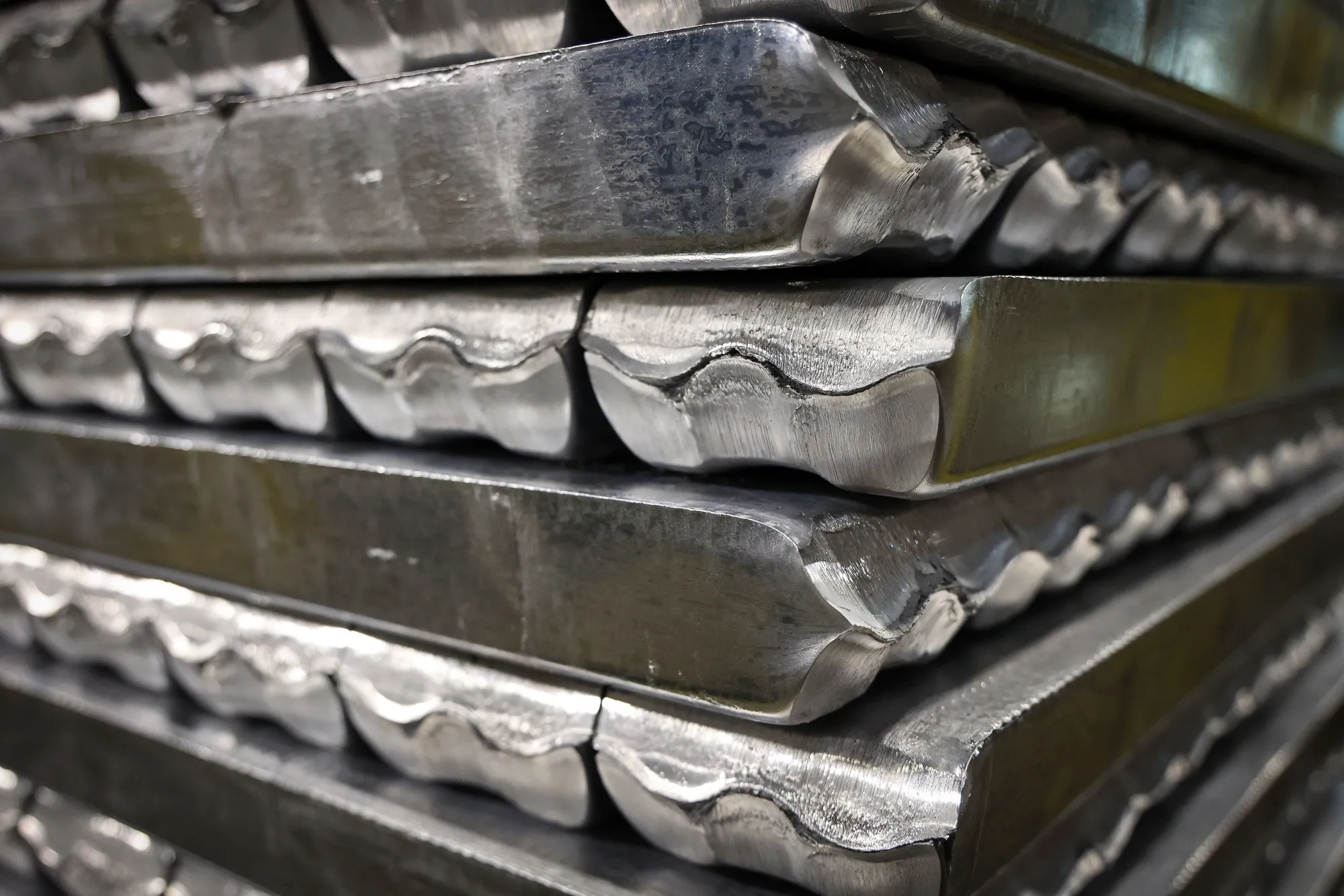 Aluminum ingots at a storage site in Russia.