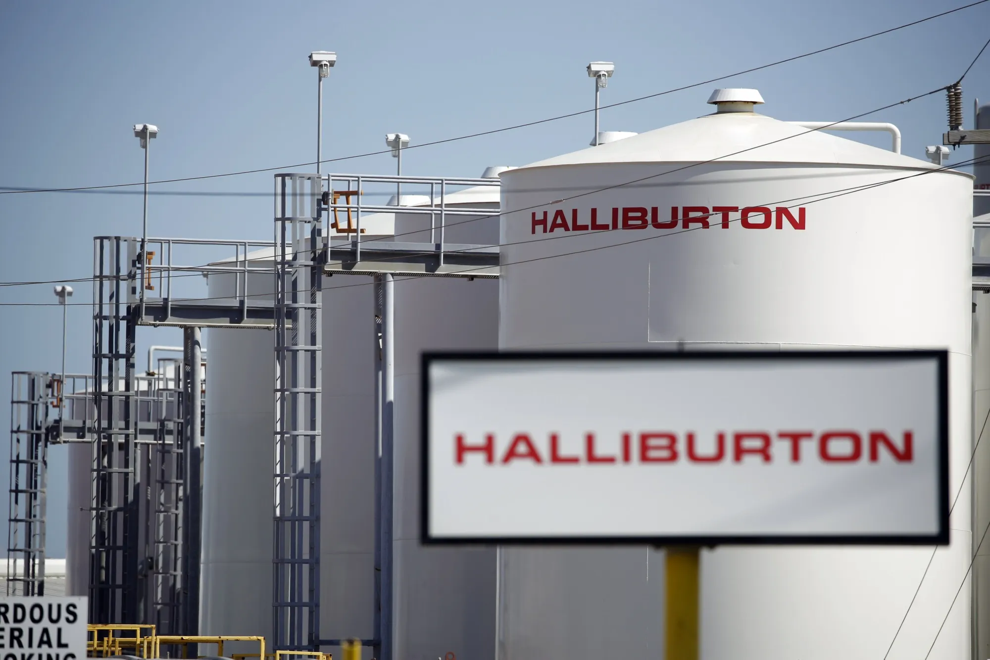 Halliburton storage tanks in Port Fourchon, Louisiana.