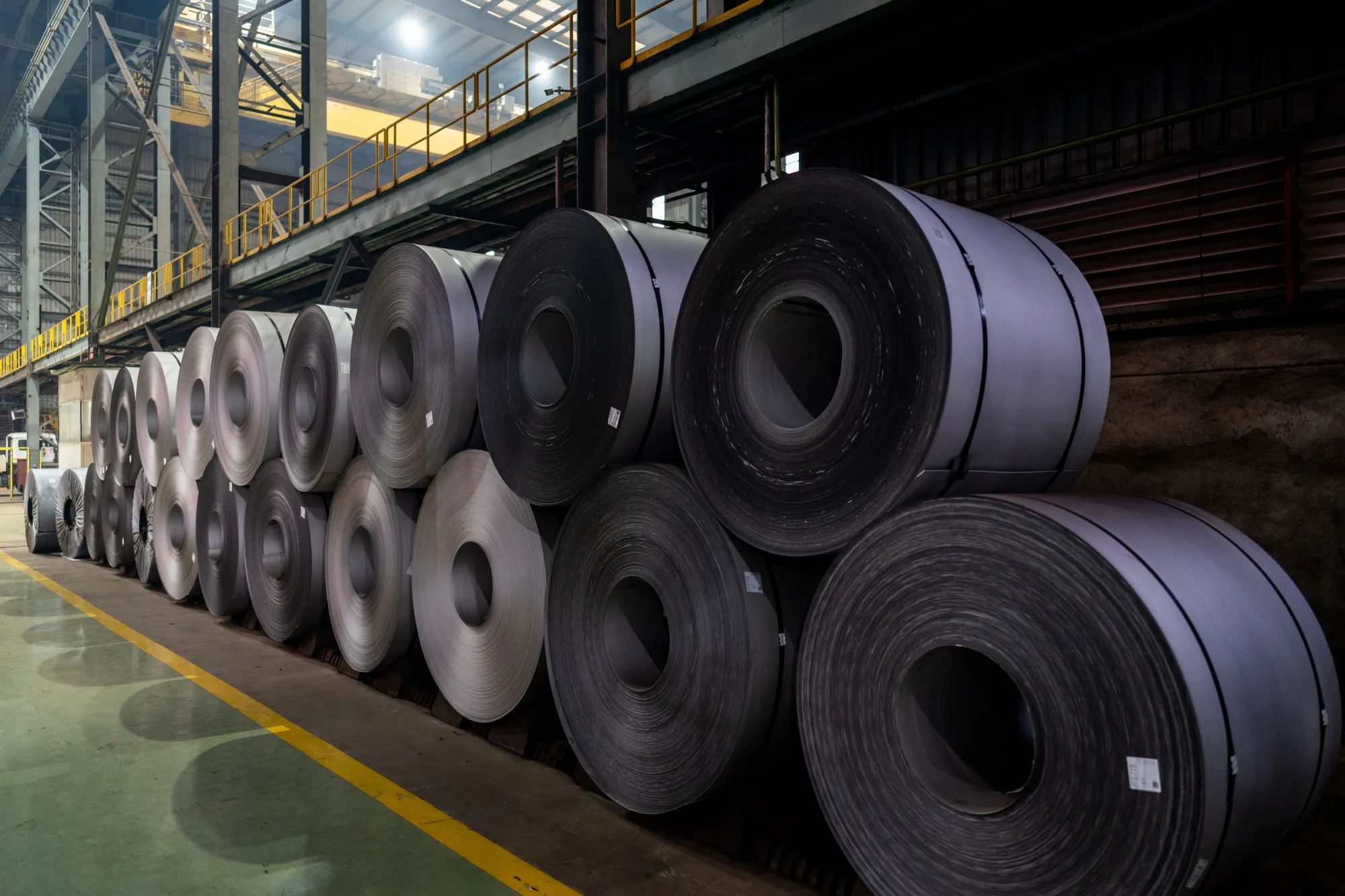 Stainless steel coils inside a cold rolling facility at Jindal Stainless.