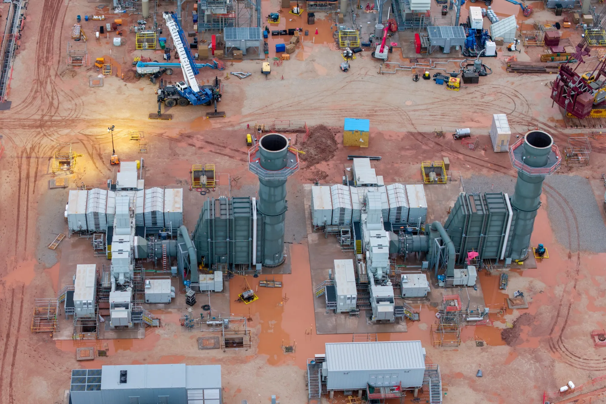 Gas turbines made by GE Vernova at the&nbsp;construction site of a Stargate AI data center in Abilene, Texas, in September.
