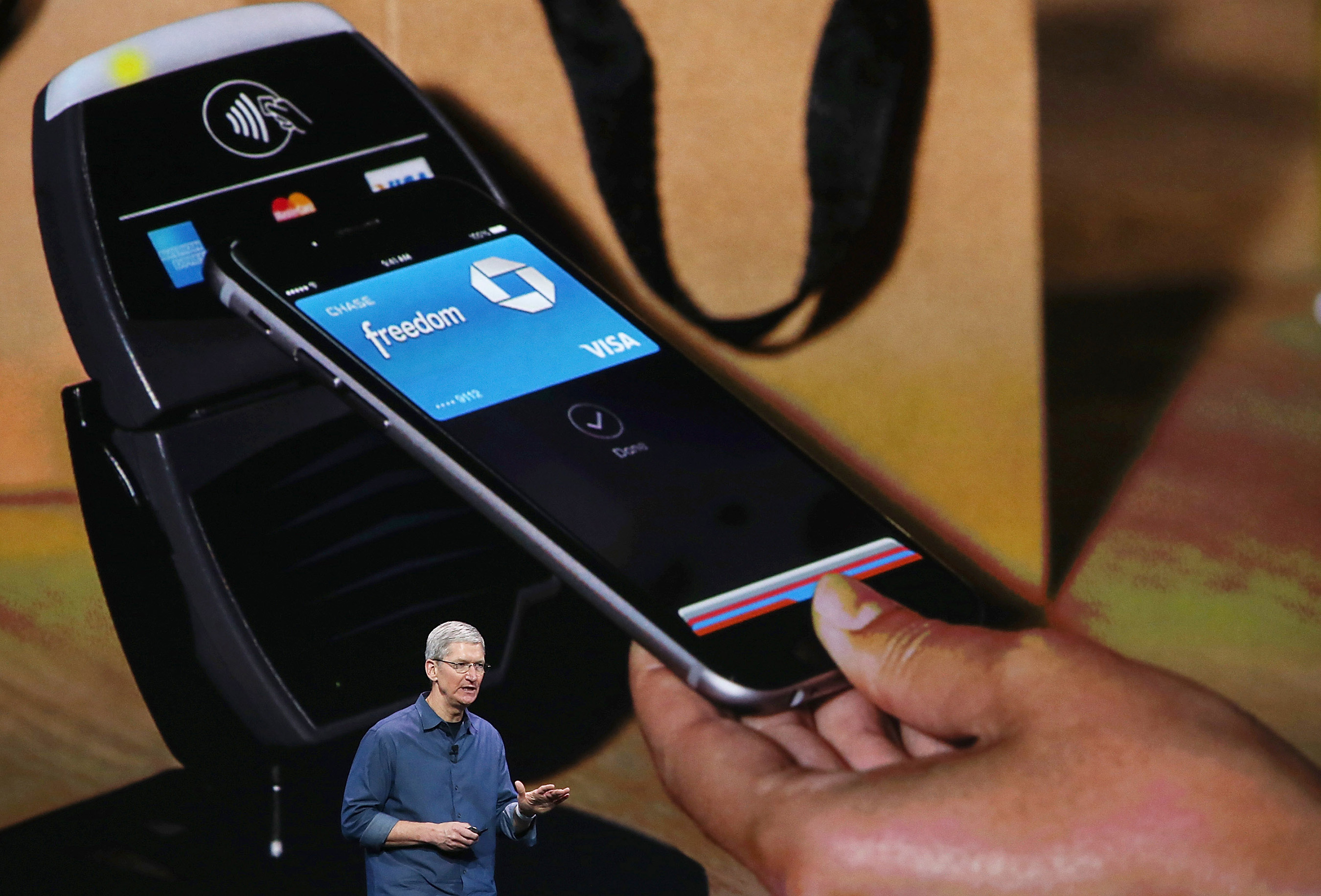 Chief Executive Officer Tim Cook announcing Apple Pay.