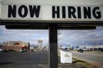 A 'Now Hiring' sign outside a Subway restaurant in Seymour, Indiana, U.S., on Monday, Dec. 6, 2021.